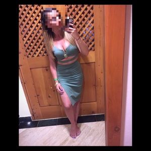Two-Piece Bralette Crop Top & Skirt Green Small